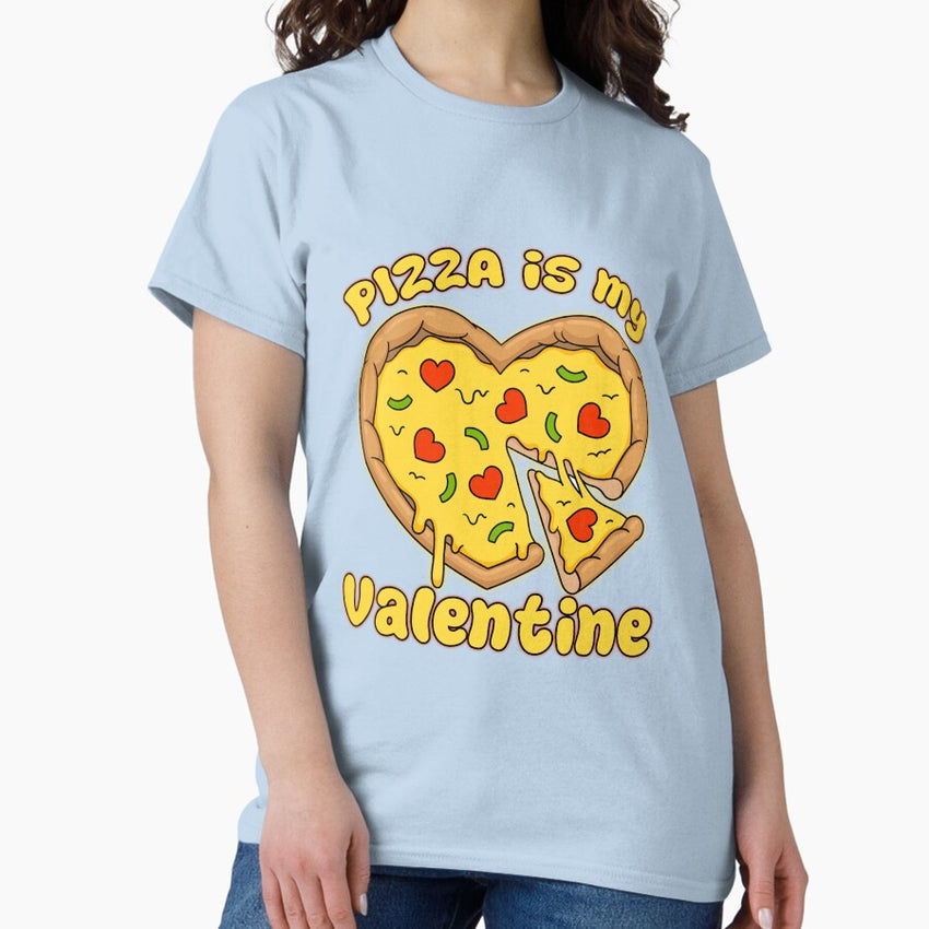 Pizza Is My Valentine Day With Funny Heart Pepperoni Classic T-Shirt