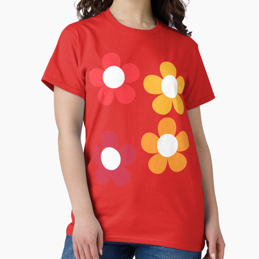 Retro Red Bib Flowers Classic T-Shirt