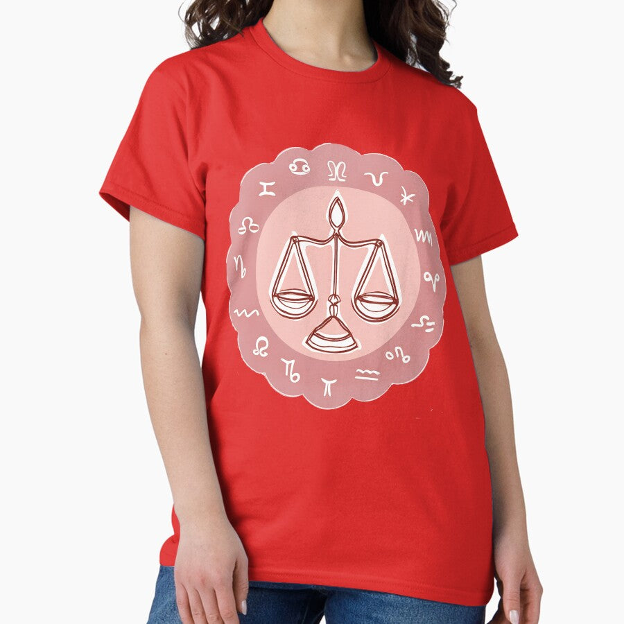 Elegant Libra Zodiac Symbol with All Astrological Signs Classic T-Shirt