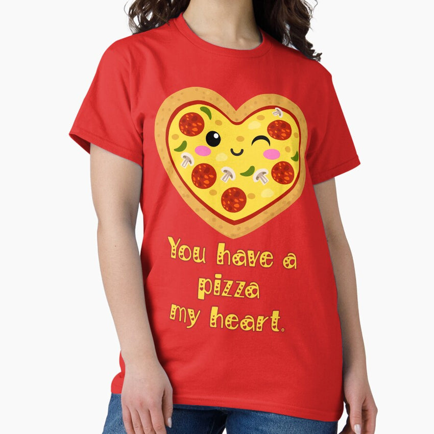 You have a pizza my heart. Funny kawaii heart shaped pizza Valentine gift. Classic T-Shirt