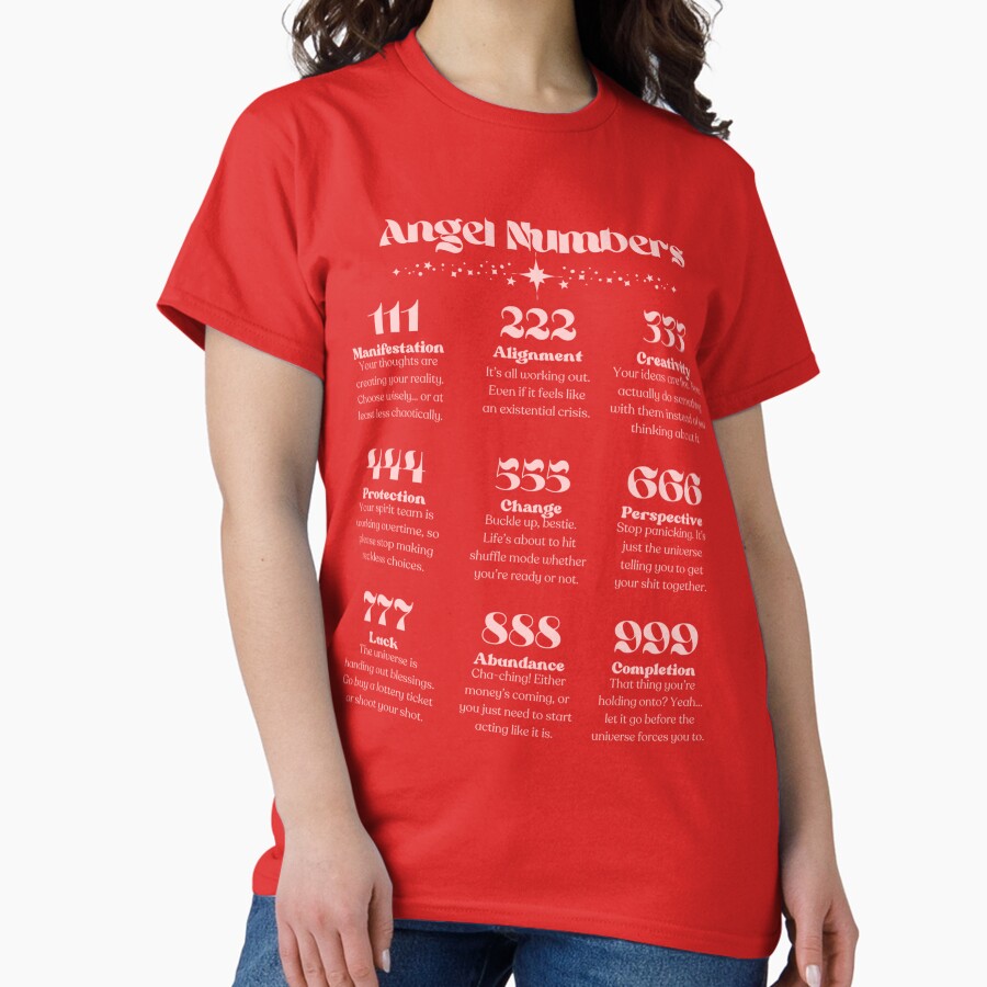Angel Numbers Funny Spiritual Design Light Pink The Vibe Check Edit Classic T Shirt