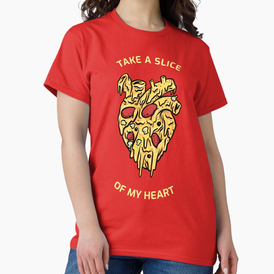Pizza is my love language funny food pun for pizza lovers. Take a slice of my heart. Classic T-Shirt
