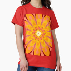 orange flower pattern retro design red Classic T-Shirt