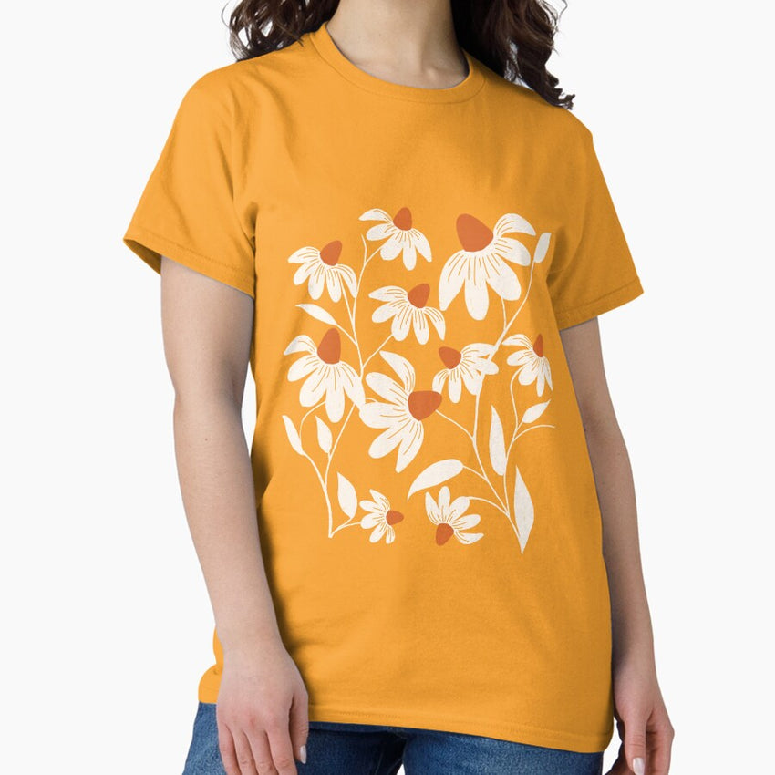 Floriography - White Coneflower - Yellow Classic T-Shirt