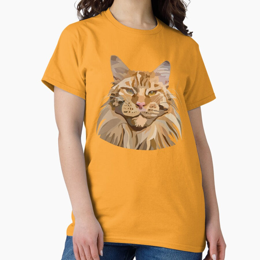 Maine Coon Cat Hand Drawn Digital Art Classic T-Shirt