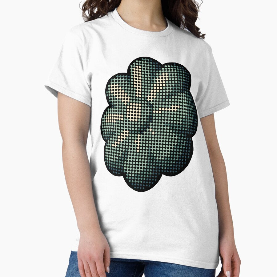 Retro Halftone Flower Aesthetic Pixel Dot Floral Design with Vintage Pop Art Vibe Classic T-Shirt
