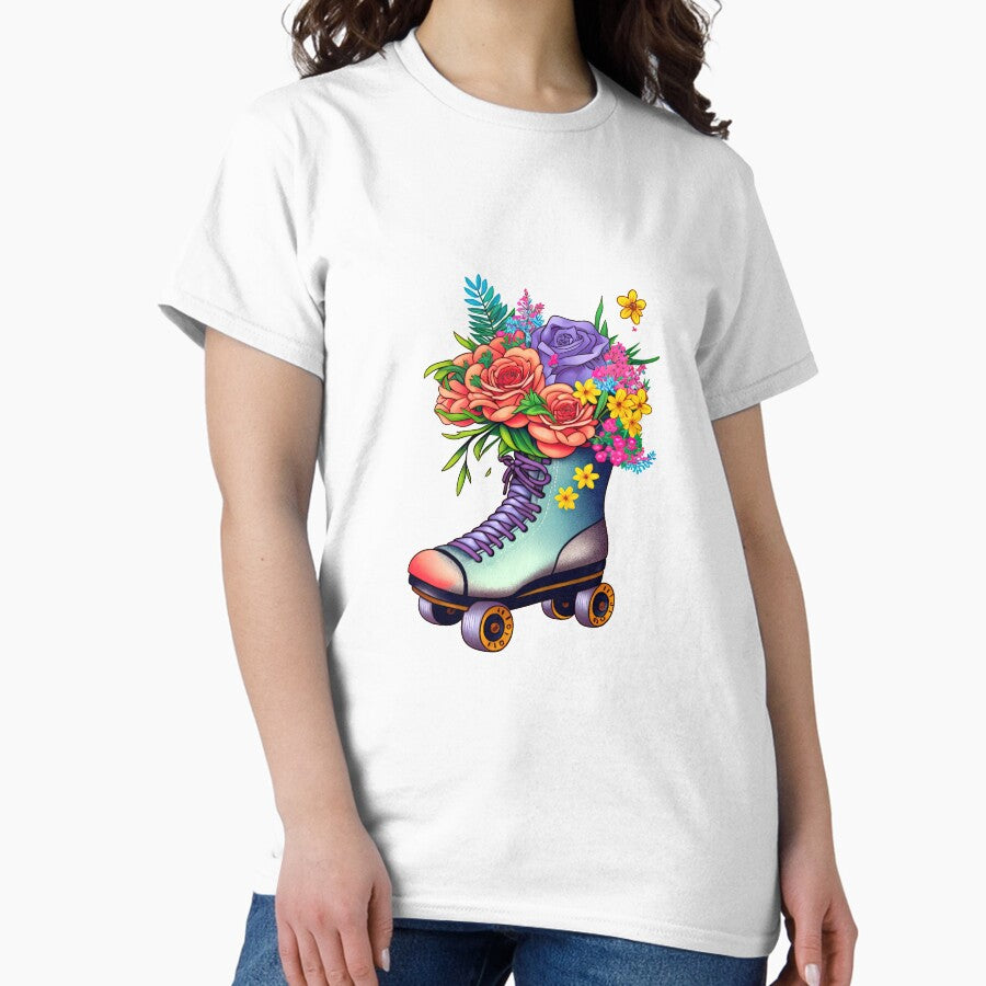Roller Skates and Flowers Classic T-Shirt