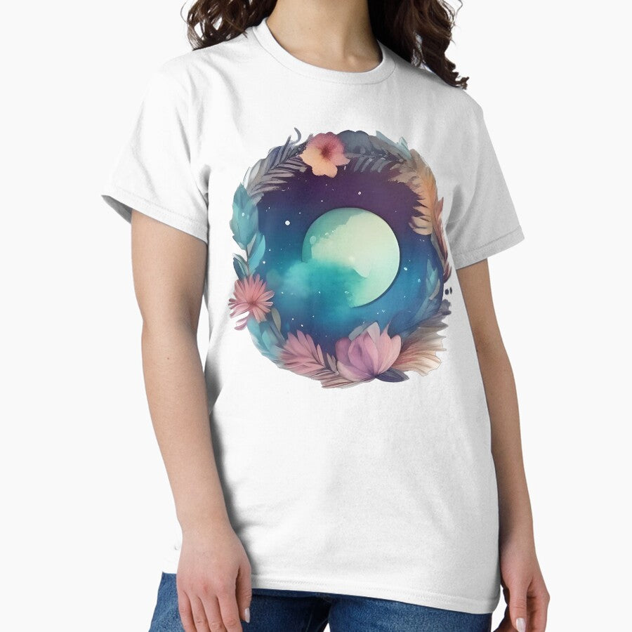 Celestial Garden Moonlit Floral Wreath Classic T Shirt