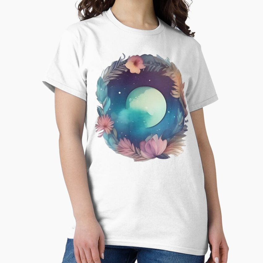 Celestial Garden Moonlit Floral Wreath Classic T Shirt