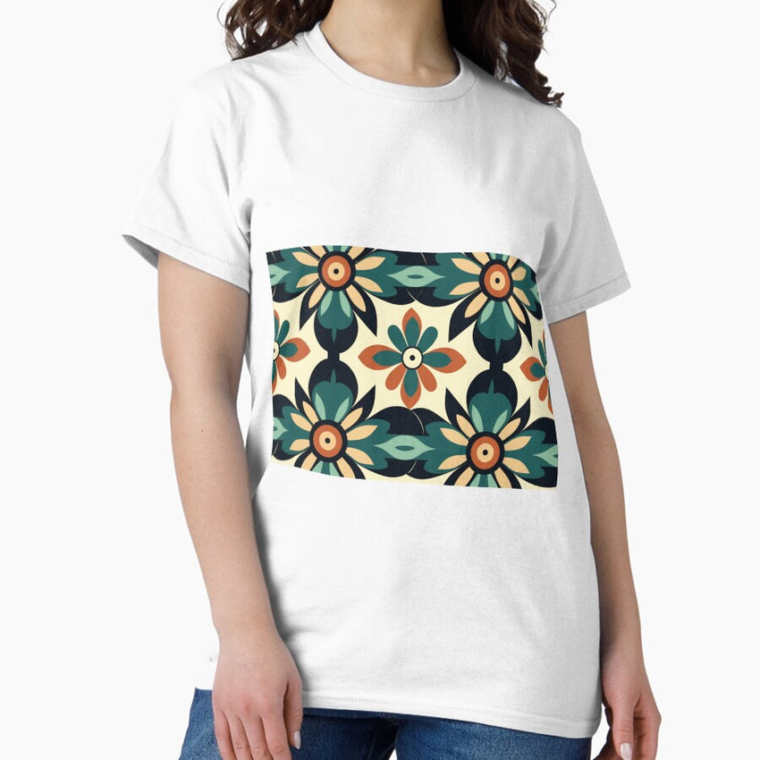 Flower tile retro design Classic T-Shirt