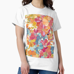 Retro Groovy Flowers Classic T-Shirt