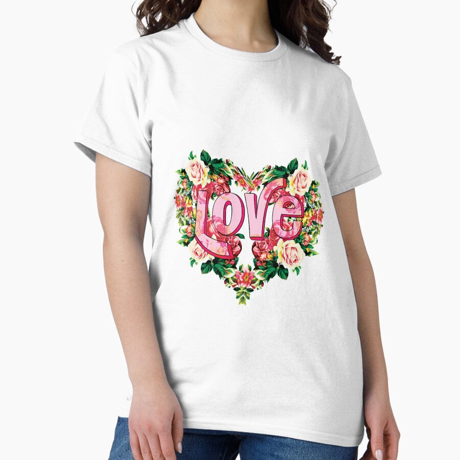 Flower, love, heart, vintage, retro, loves. Lover Classic T-Shirt