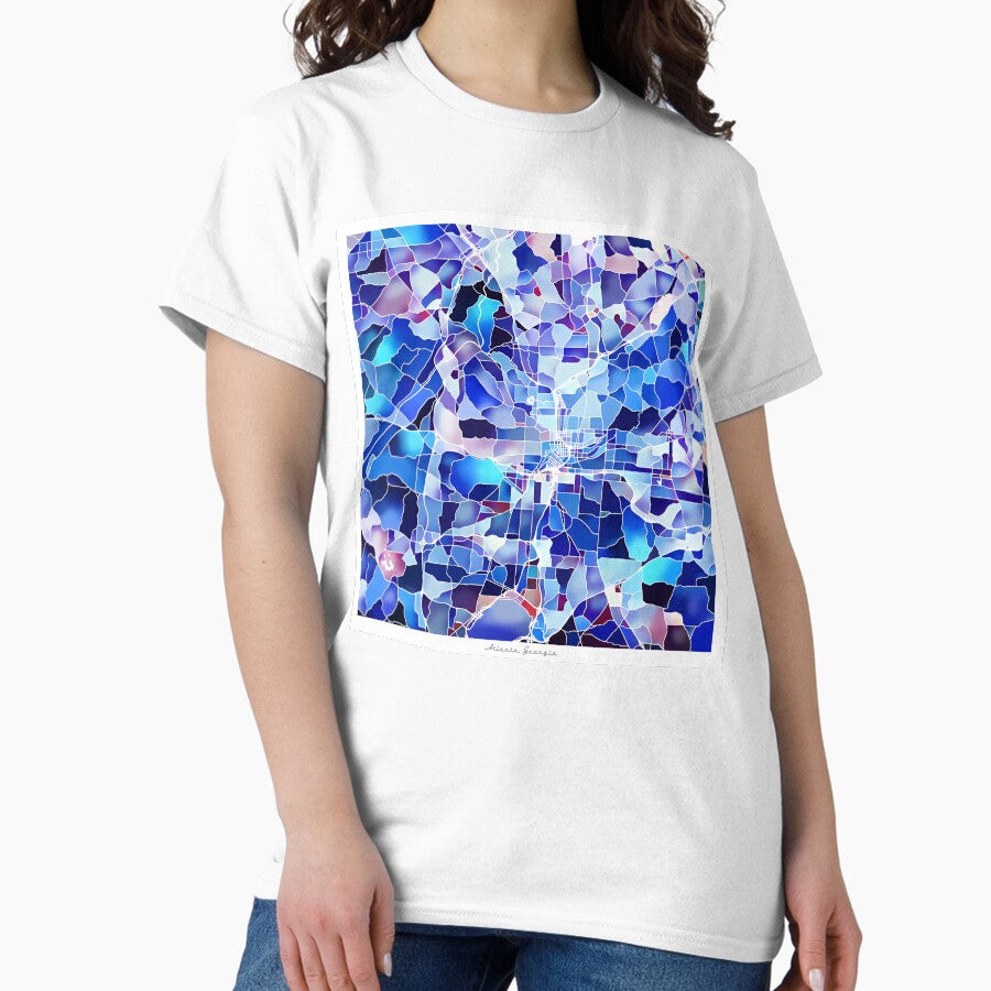 Atlanta Georgia City Map - Marine Blue Classic T-Shirt