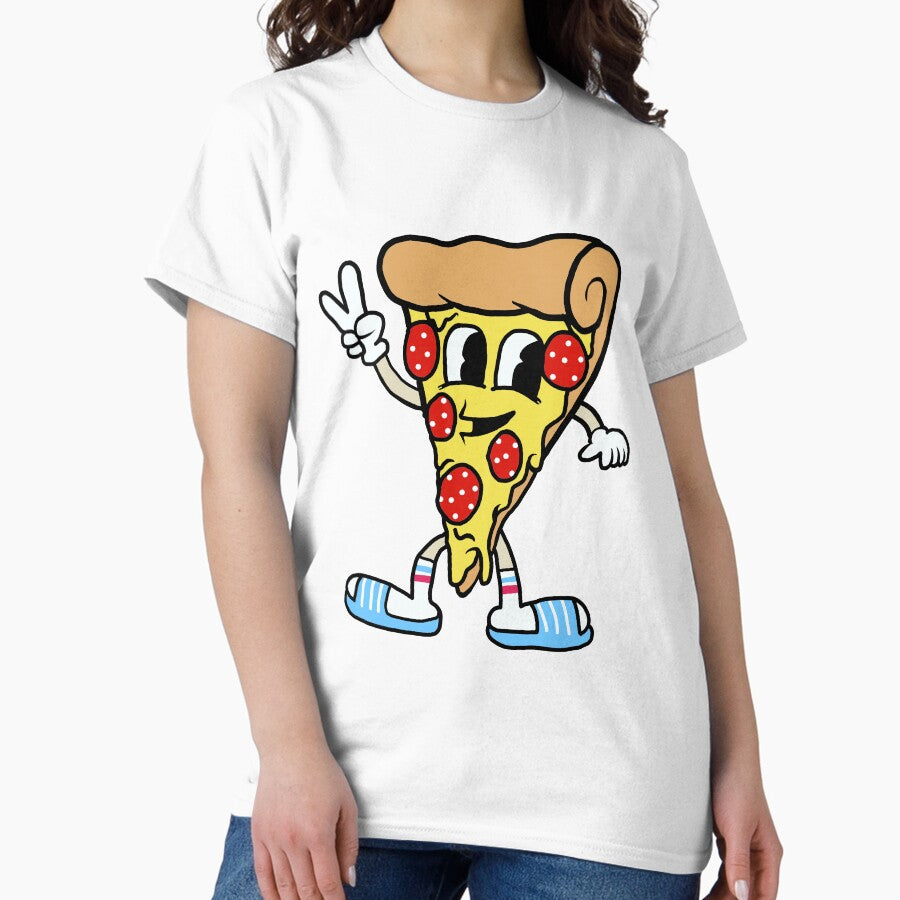 Funny pepperoni slice pizza cartoon Classic T-Shirt