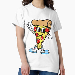 Funny pepperoni slice pizza cartoon Classic T-Shirt