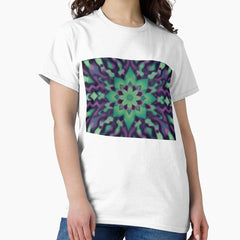 70s inspired green and purple psychadelic flower Classic T-Shirt