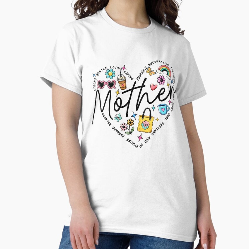 Retro Mother, Mothers Day, Mama Heart, Mom Classic T-Shirt