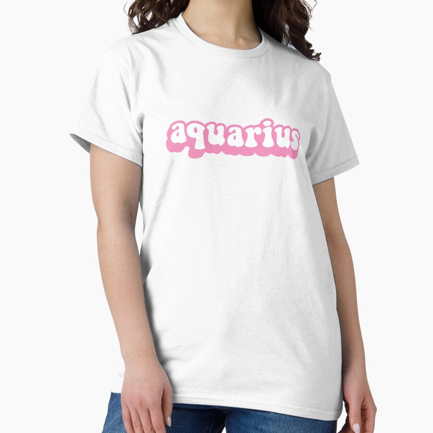Aquarius Pink Text Classic T-Shirt