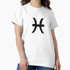 Black simple zodiac sign Pisces Classic T-Shirt