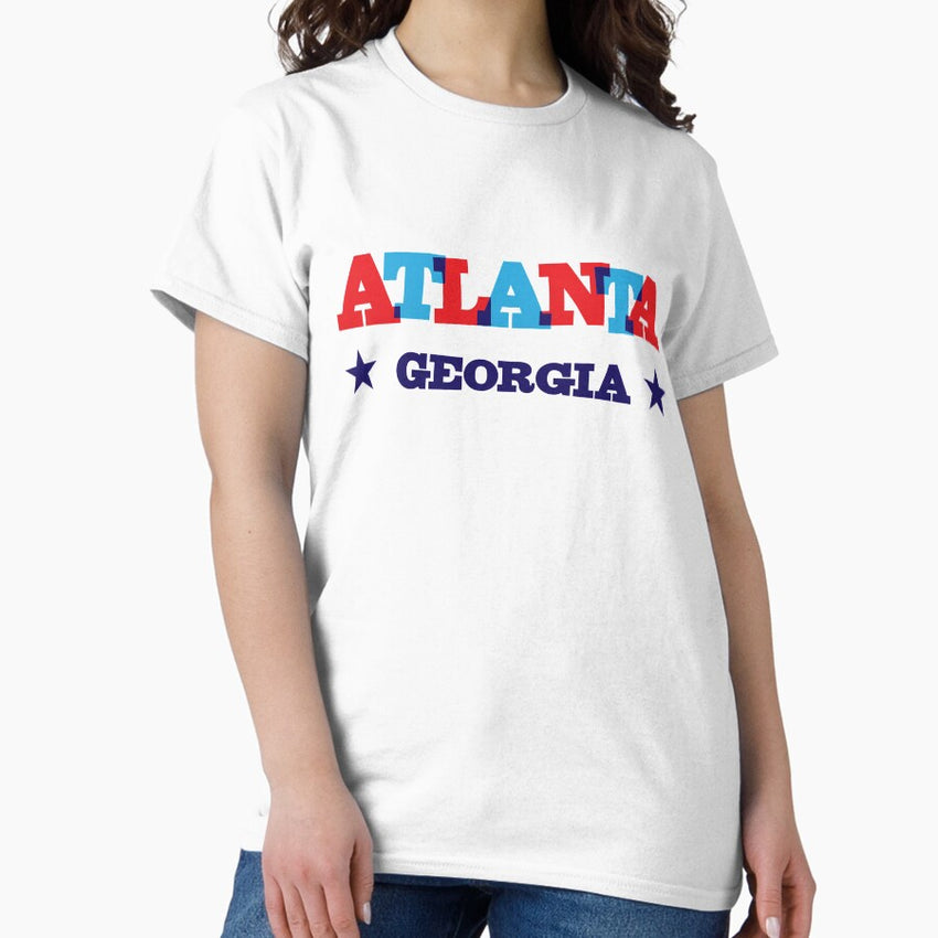 Atlanta Ga Overprint Typography Red And Blue Classic T Shirt