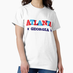 Atlanta Ga Overprint Typography Red And Blue Classic T Shirt