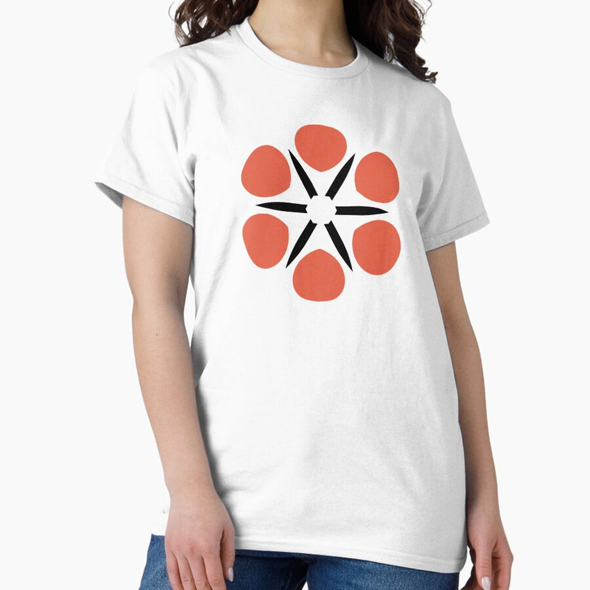 Retro Flower Black and Orange 1 Classic T-Shirt