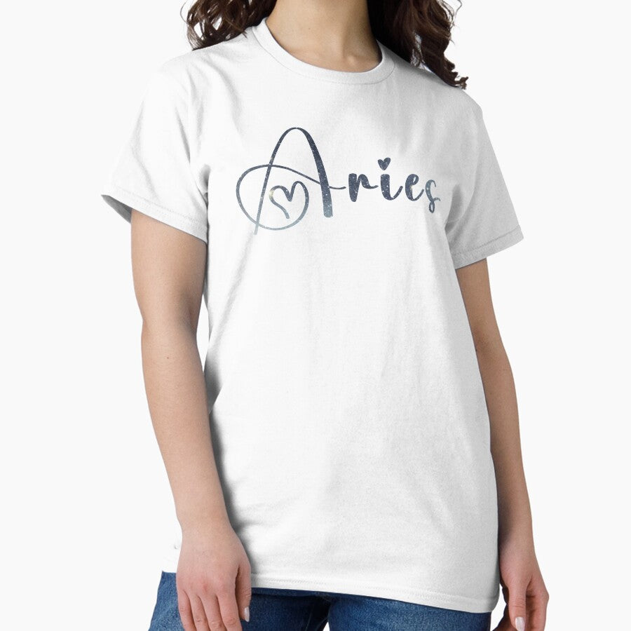 Aries Zodiac Sign Sky Lettering Classic T Shirt