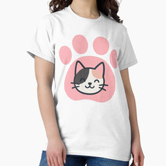 Calico Cat Face Inside Pink Pawprint Classic T-Shirt