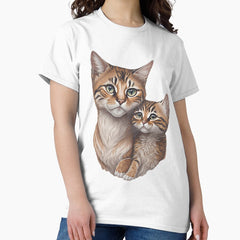 TBF04 tabby cat family father mother kids daughter son Classic T-Shirt