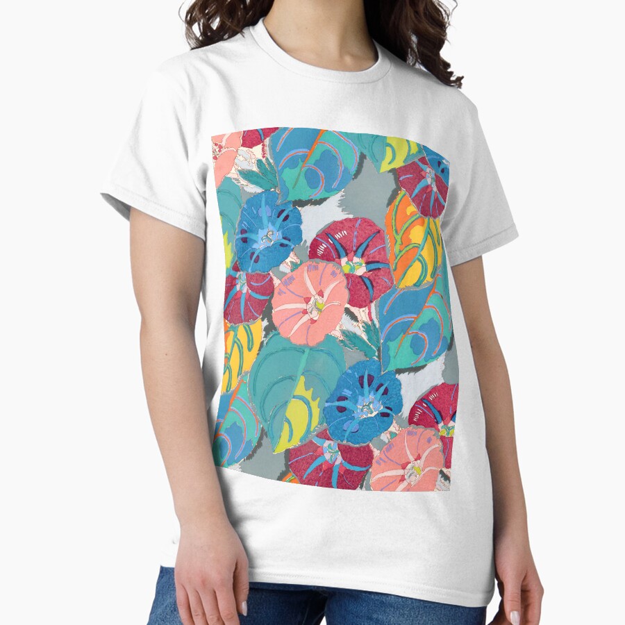 Retro Morning Glory Flower Print Classic T-Shirt