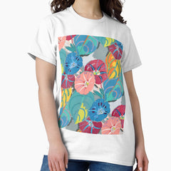 Retro Morning Glory Flower Print Classic T-Shirt