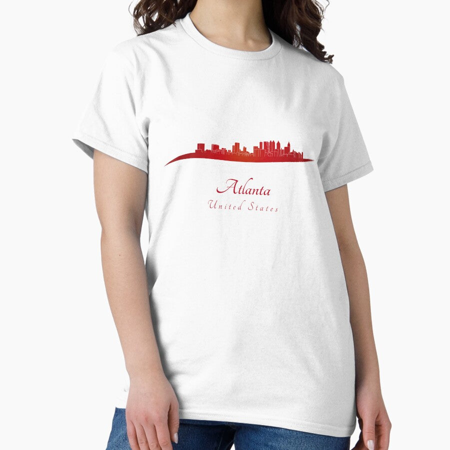 Atlanta Skyline In Red Classic T Shirt