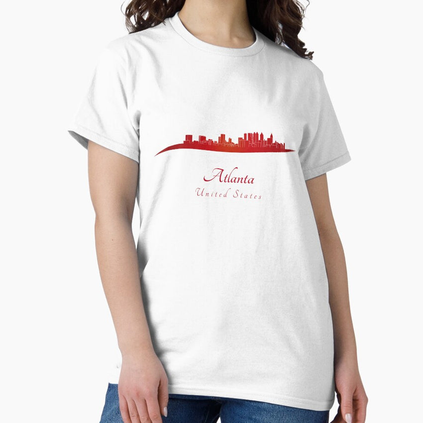 Atlanta Skyline In Red Classic T Shirt