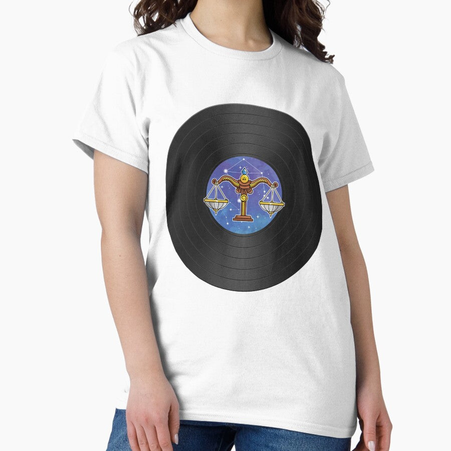 Libra Vinyl Print – Balanced Zodiac Record Art Classic T-Shirt