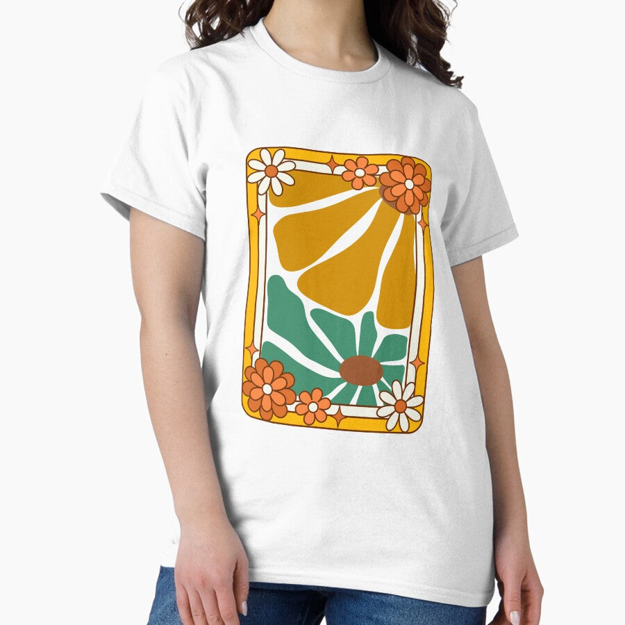 Retro Geometric 80s Pattern Design Trendy Flower T-shirt Sticker Classic T-Shirt