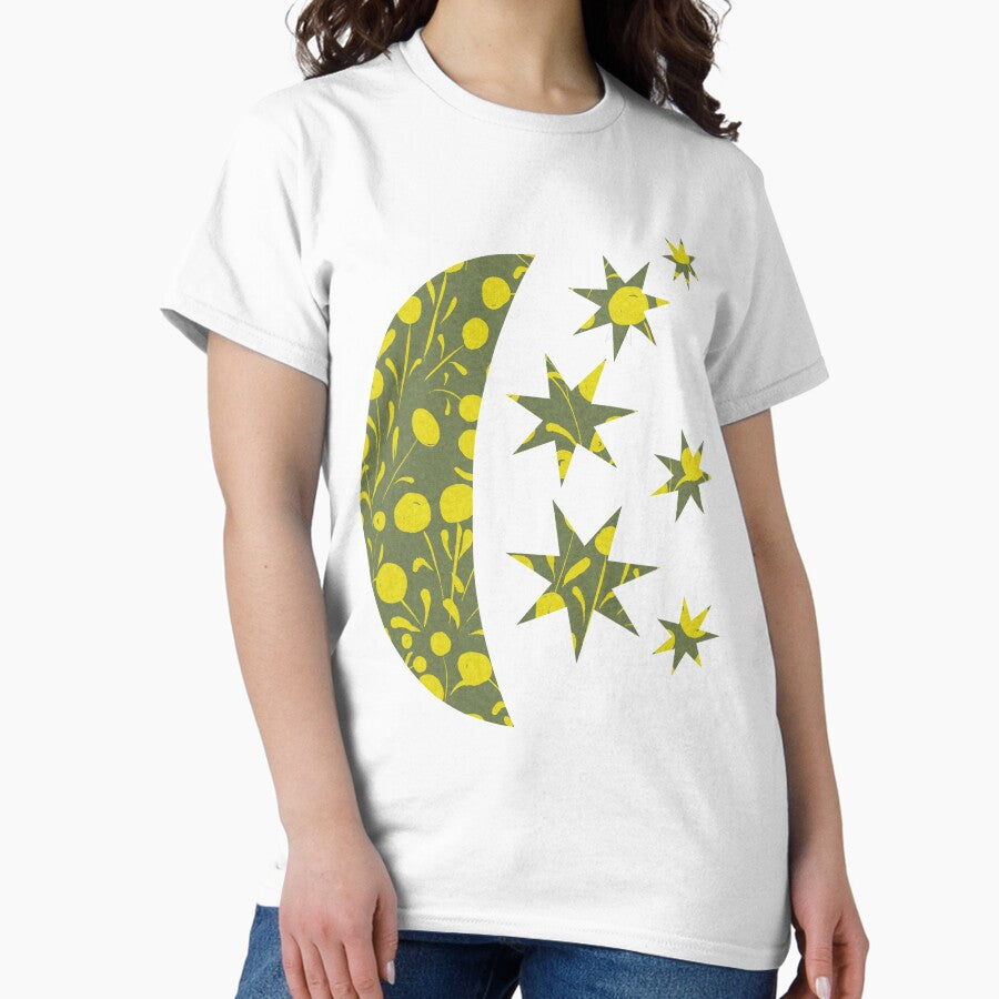 Abstract Yellow Flowers On Green Classic T Shirt