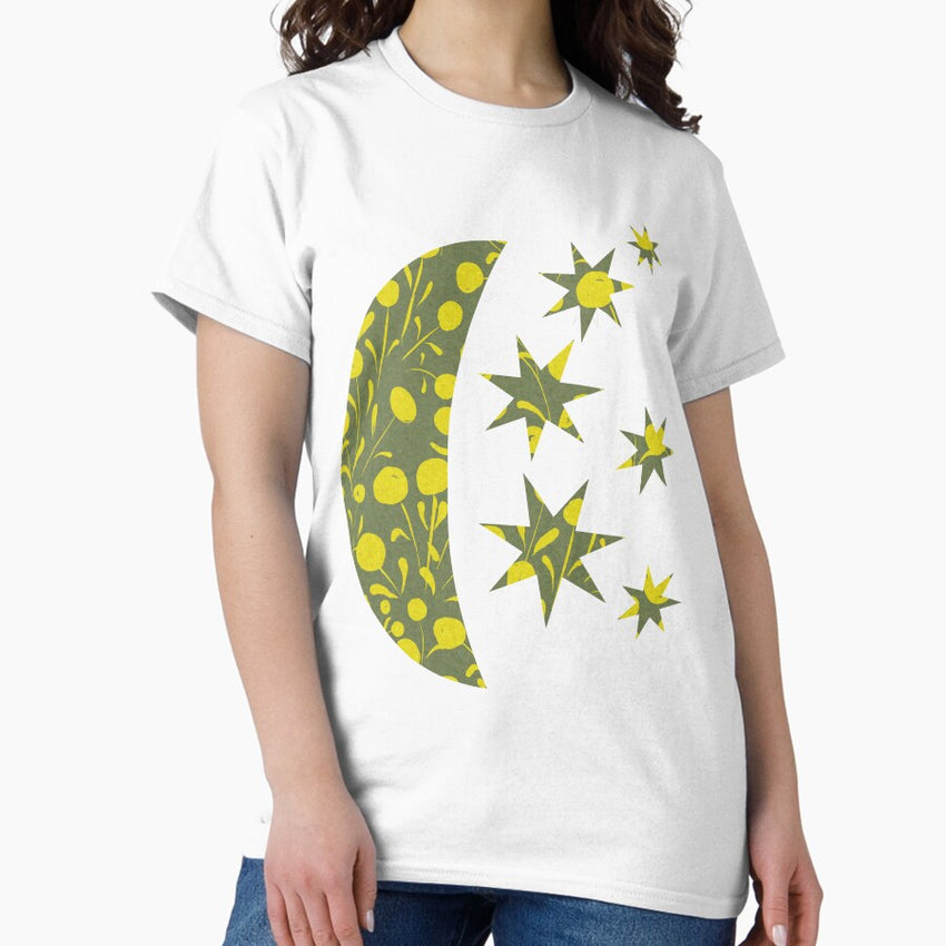 Abstract Yellow Flowers On Green Classic T Shirt