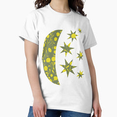 Abstract Yellow Flowers On Green Classic T Shirt
