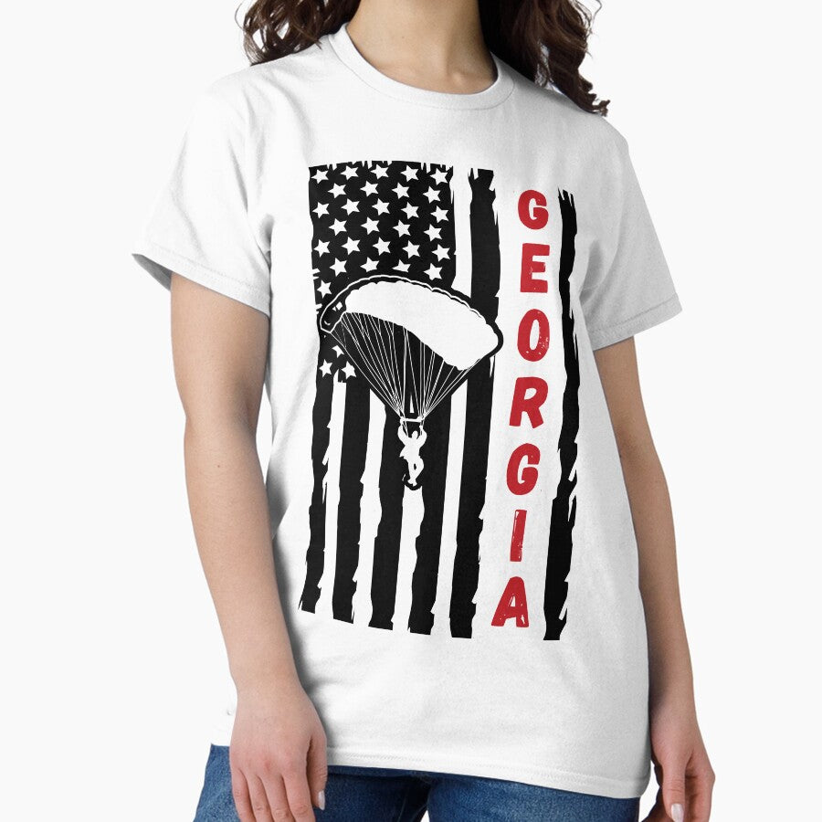 Georgia America USA - Vintage Paragliding Skydiving Parachuting Parasailing Logo Classic T-Shirt