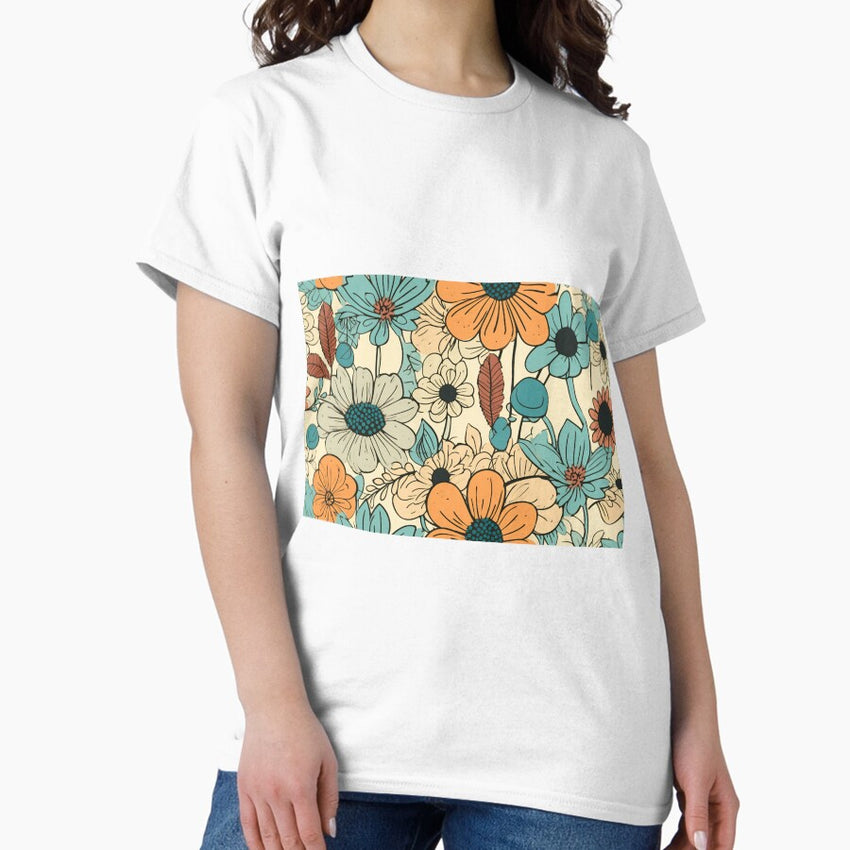 Bright retro flowers Classic T-Shirt