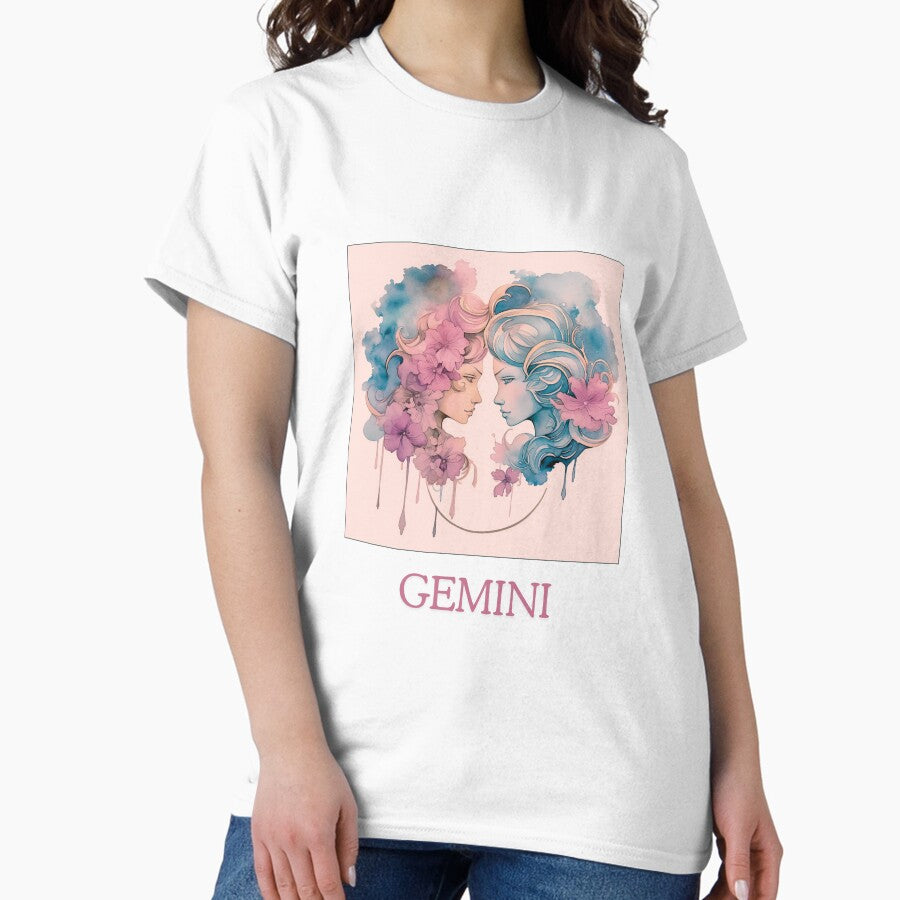 Gemini zodiac- Horescope/SunSign Theme on pinnk back ground Classic T-Shirt