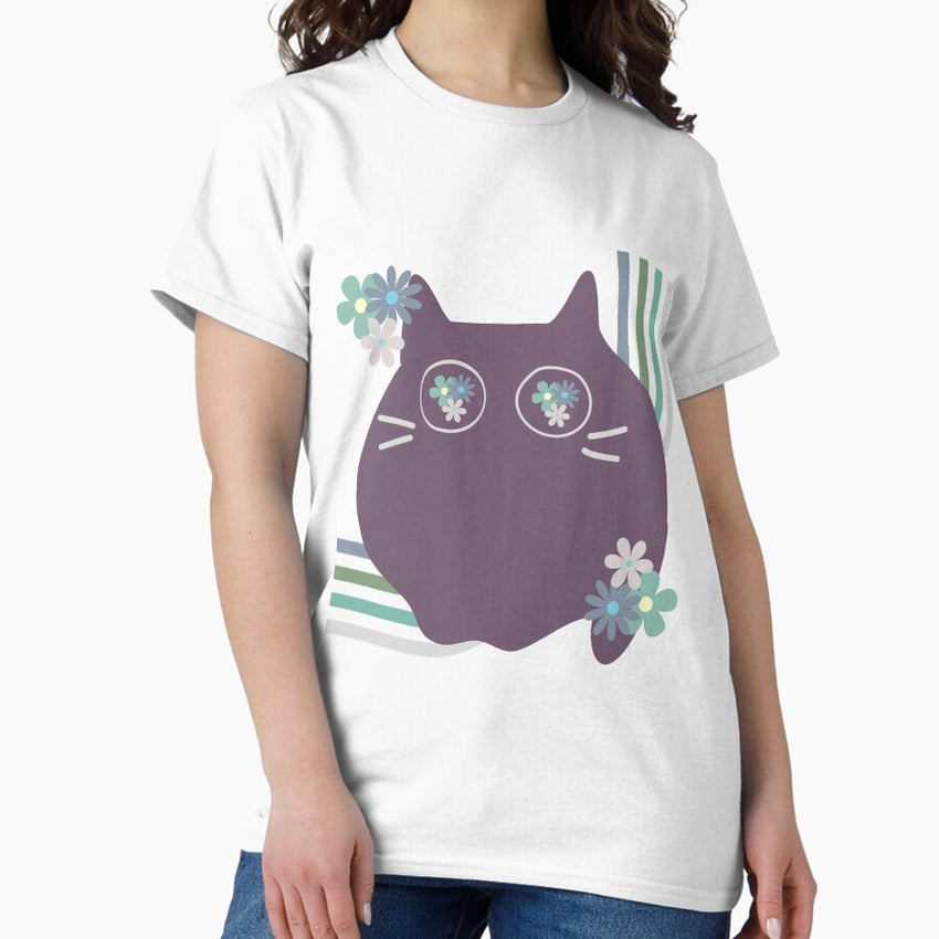Flower Power Chonky Cat Classic T-Shirt