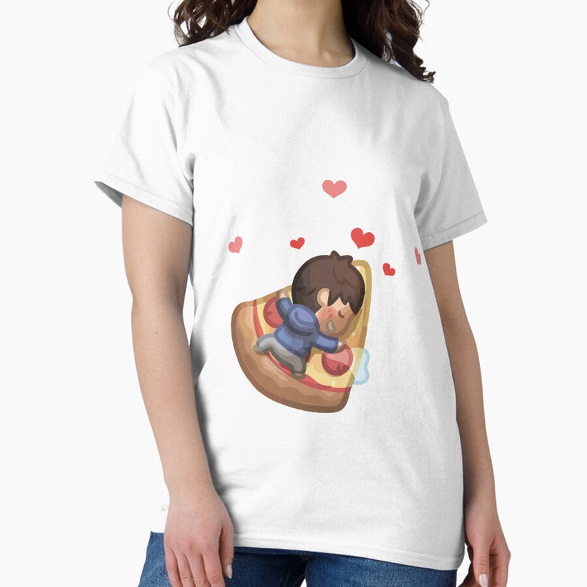 Man lying on sliced of pizza Classic T-Shirt