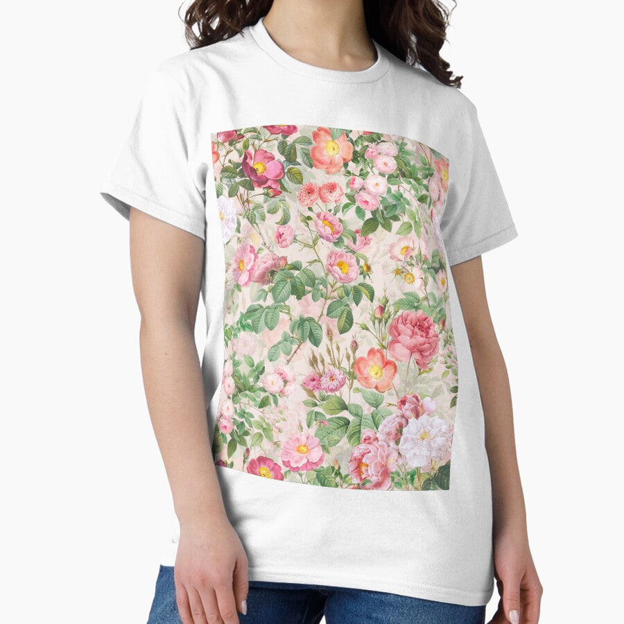 Blush Redouté Roses Botanical Garden Nightgarden Classic T-Shirt