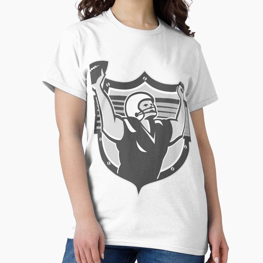 American Football Player Touchdown Grayscale Classic T-Shirt