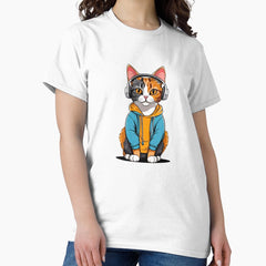 Cute cat mom tortie wear headphone Classic T-Shirt