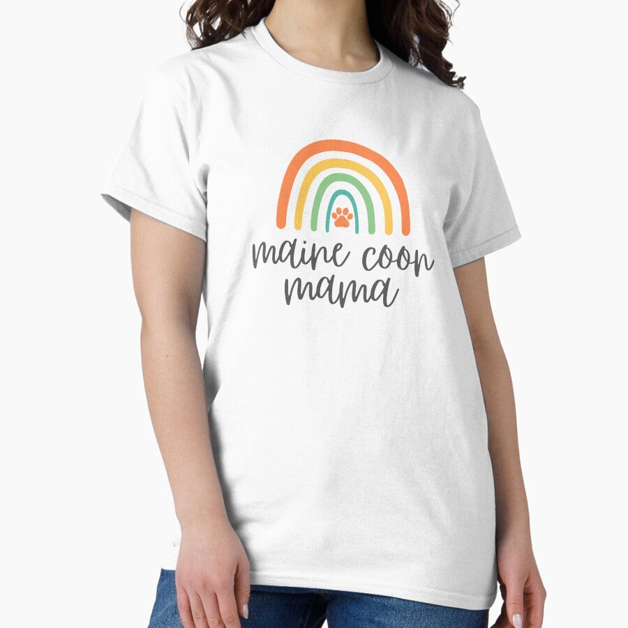 Maine Coon Mama - Colorful Rainbow - Paw - Cat Mom Gift Classic T-Shirt