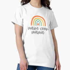 Maine Coon Mama - Colorful Rainbow - Paw - Cat Mom Gift Classic T-Shirt