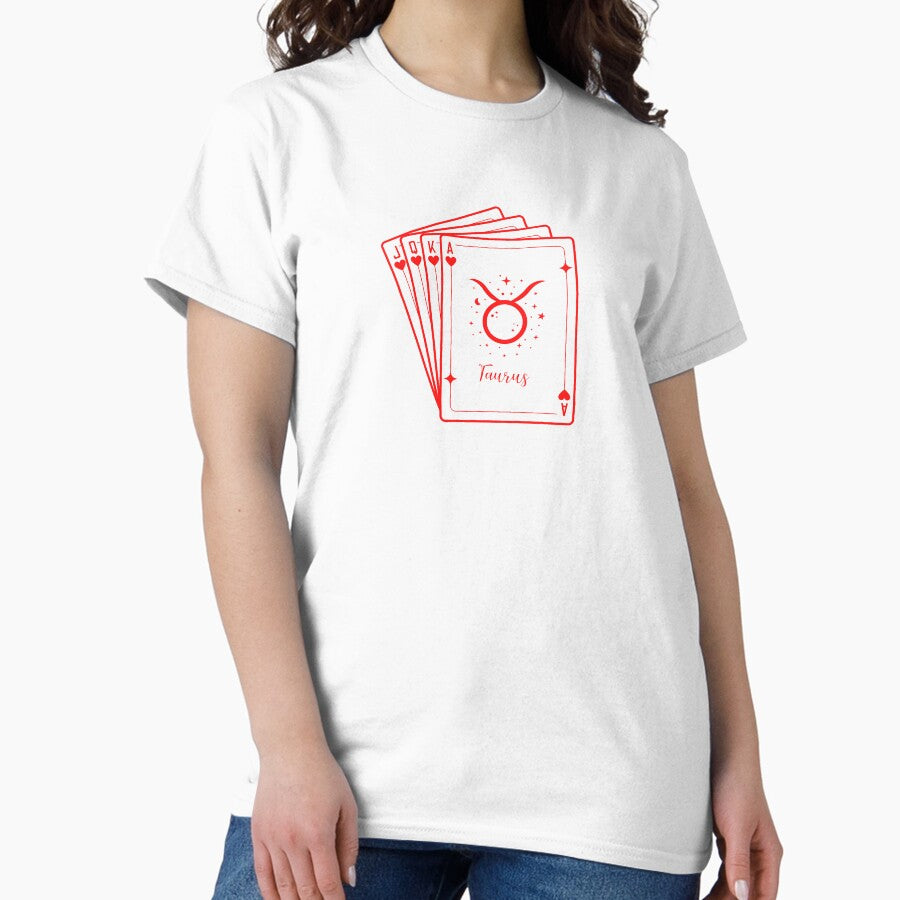Taurus zodiac sign poker cards design sticker Classic T-Shirt