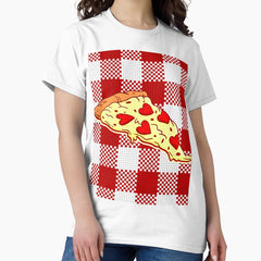 heart pizza valentine red gingham Classic T-Shirt